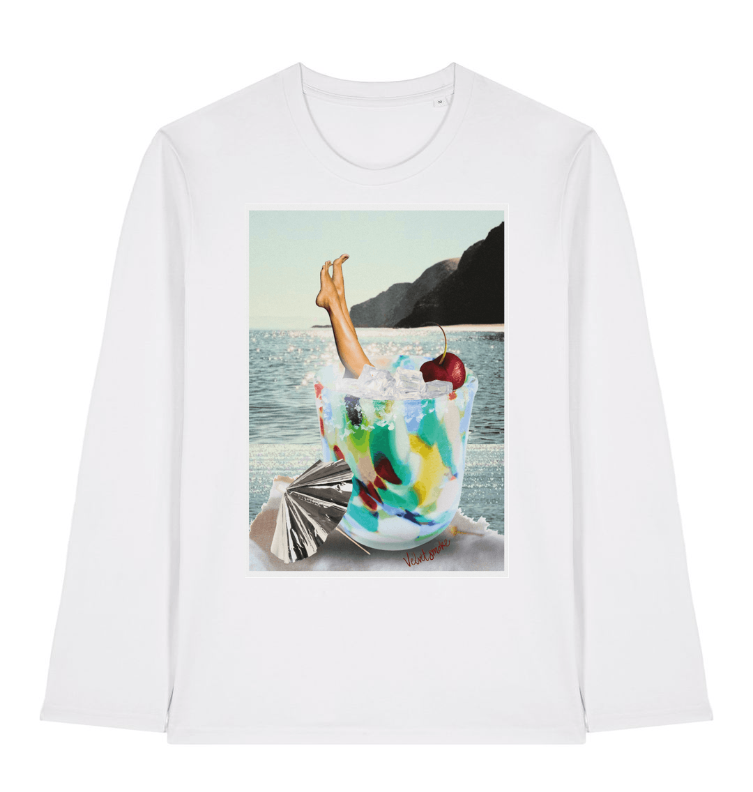 White Printed Long Sleeve T Shirt