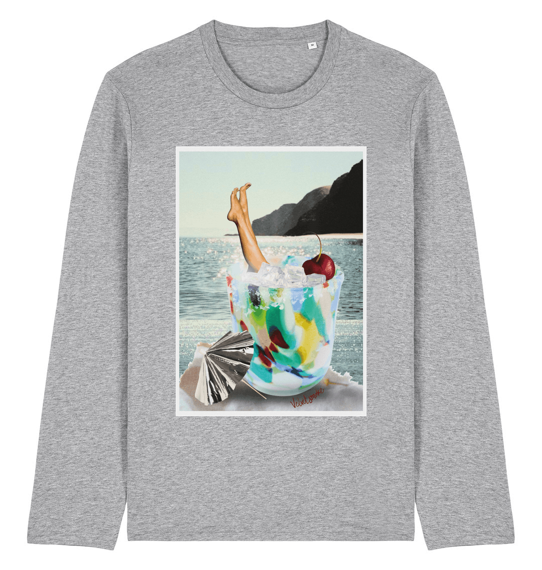 Heather Grey Printed Long Sleeve T Shirt