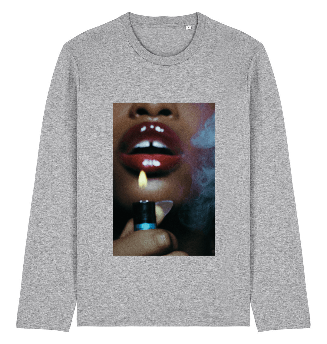 Heather Grey Printed Long Sleeve T Shirt