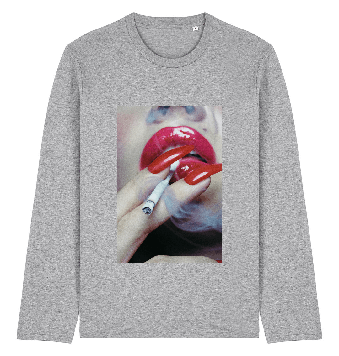 Heather Grey Printed Long Sleeve T Shirt