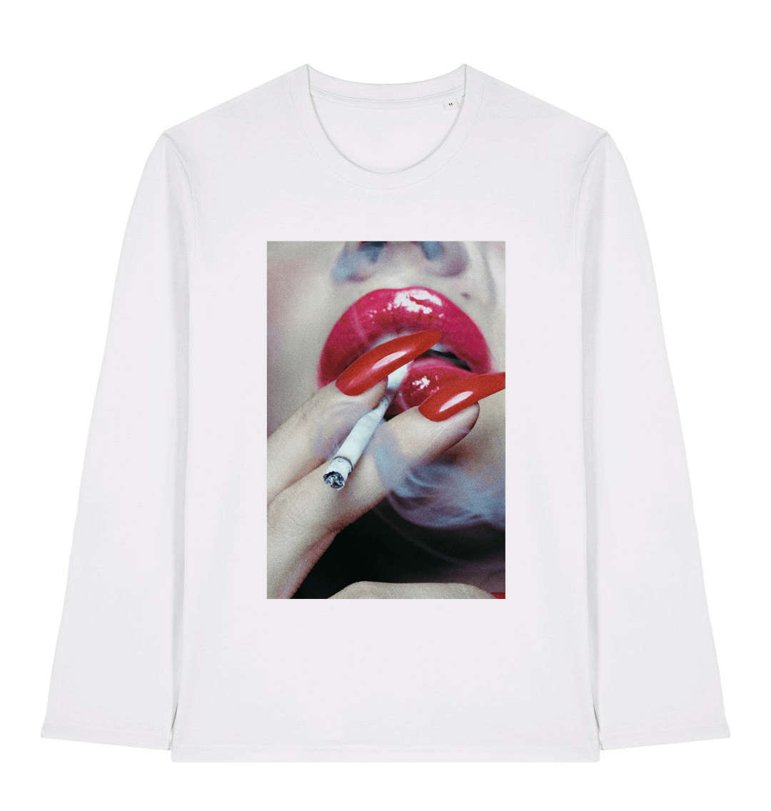 White Printed Long Sleeve T Shirt