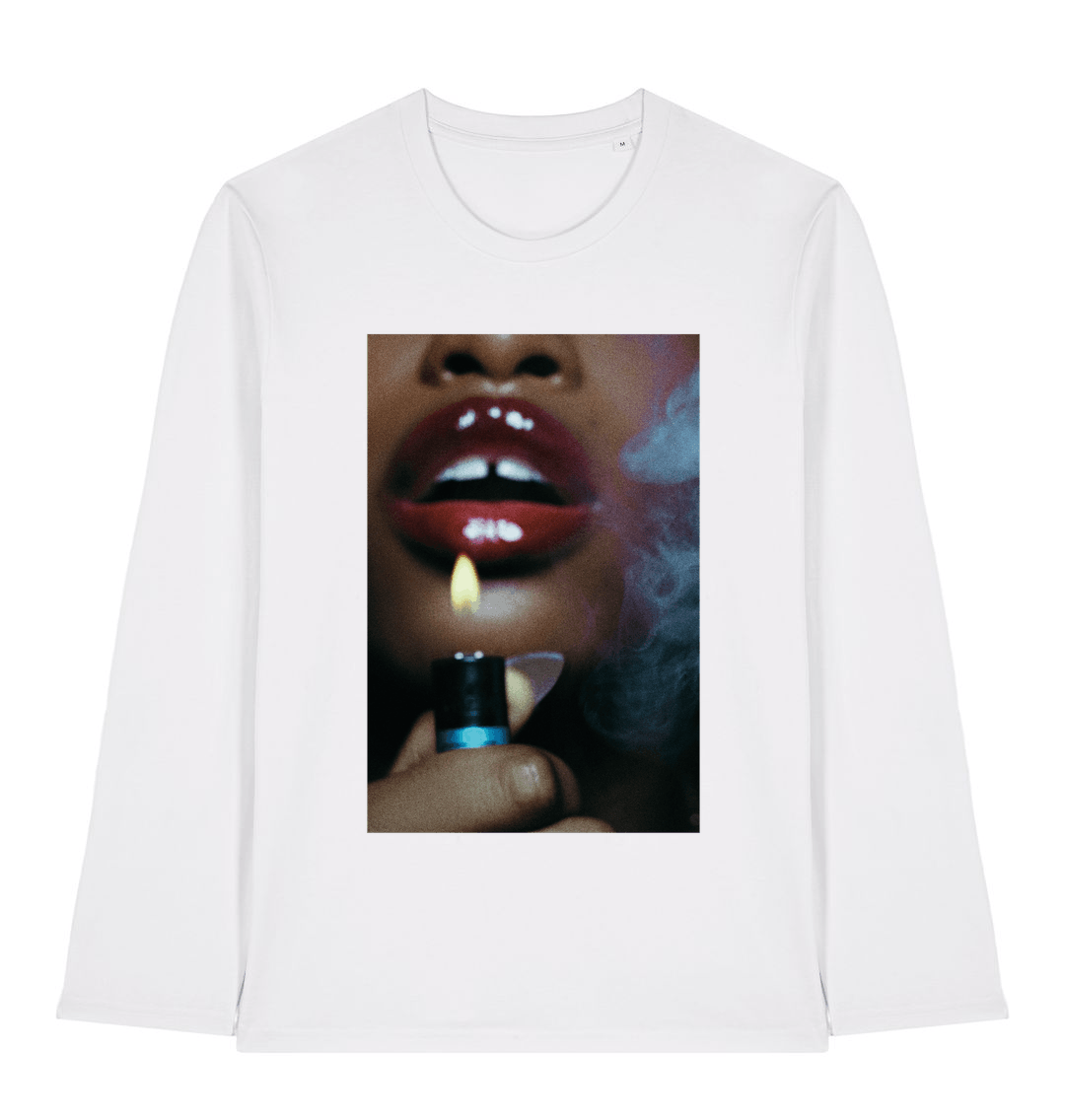 White Printed Long Sleeve T Shirt