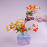 Large pastel coloured glass vases