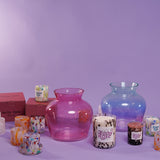 Large pastel coloured glass vases