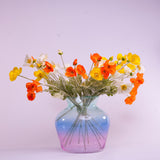 Large pastel coloured glass vases